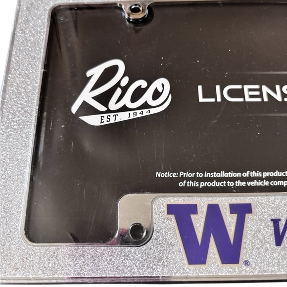 Rico Stainless Steel Washington Dawgs Silver Sparkle License Plate Frame Univ. - Picture 2 of 4